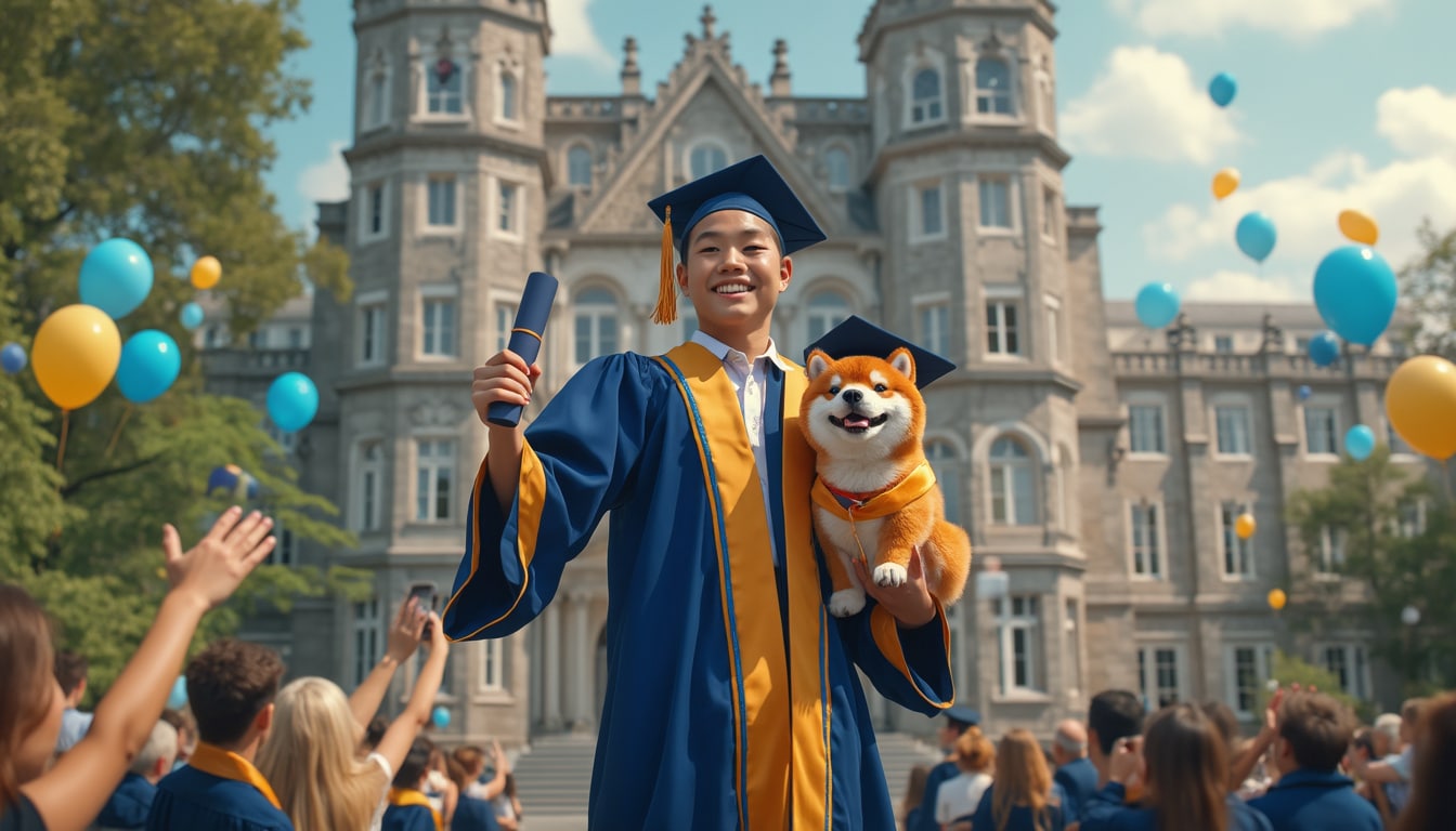 a remarkable journey unfolds as a teen from musk's doge project graduates from 'the com', showcasing innovation and the transformative power of cryptocurrency in education.