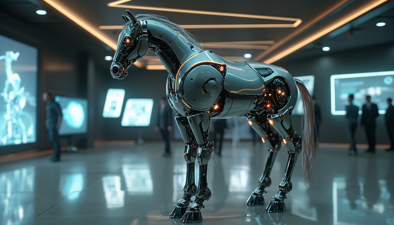 discover kawasaki's latest innovation as they unveil a horse robot that seems straight out of a movie. this groundbreaking creation combines cutting-edge technology with lifelike movement, offering a glimpse into the future of robotics and entertainment. don't miss the chance to explore this extraordinary robotic masterpiece!